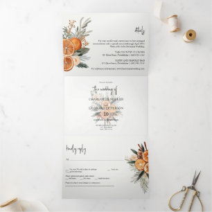 Tríptica Fall Winter Wedting Invitación Tri-Fold