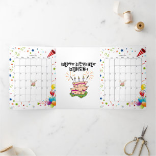 Tríptica Feliz Cumpleaños Tarjeta Triple Calendario Octubre
