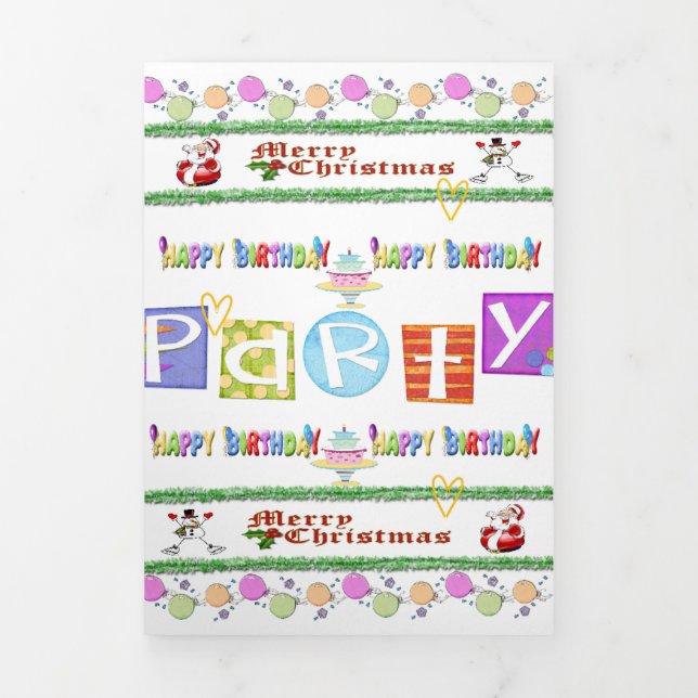 Tríptica Feliz Navidad Feliz Cumpleaños Tarjeta Tri-Fold (Foto de portada)