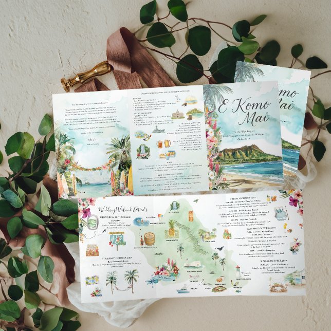 Tríptica Fin de semana boda | Oahu, Invitación Tri-Fold de  (Subido por el creador)
