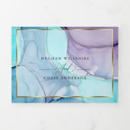 Tríptica Increíble Invitación Tripartita Abstracta de Tinta