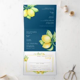 Tríptica Invitación a la boda bilingüe - Lemones todos en u