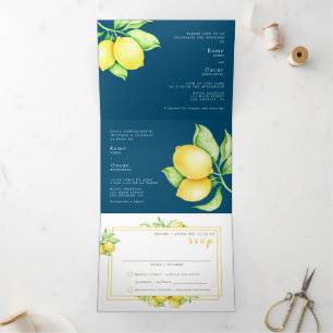 Tríptica Invitación a la boda bilingüe - Lemones todos en u