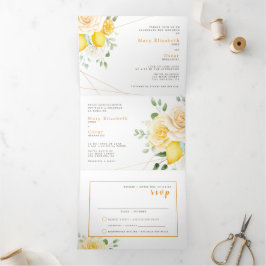 Tríptica Invitación a la boda bilingüe - Todos los limonero