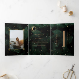 Tríptica Invitación a la Boda Celestial de la Luna de Oro T