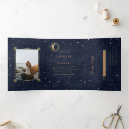 Tríptica Invitación a la Boda Celestial de la Luna de Oro T