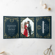 Invitación a la boda en monograma de la Fantasía m