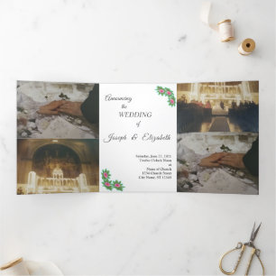 Tríptica Invitación a la boda floral con foto de personaliz