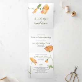 Tríptica Invitación a la boda floral todo en uno