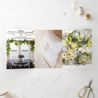 Tríptica Invitación a la boda formal y elegante