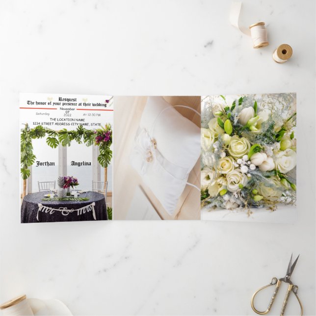 Tríptica Invitación a la boda formal y elegante (Interior)