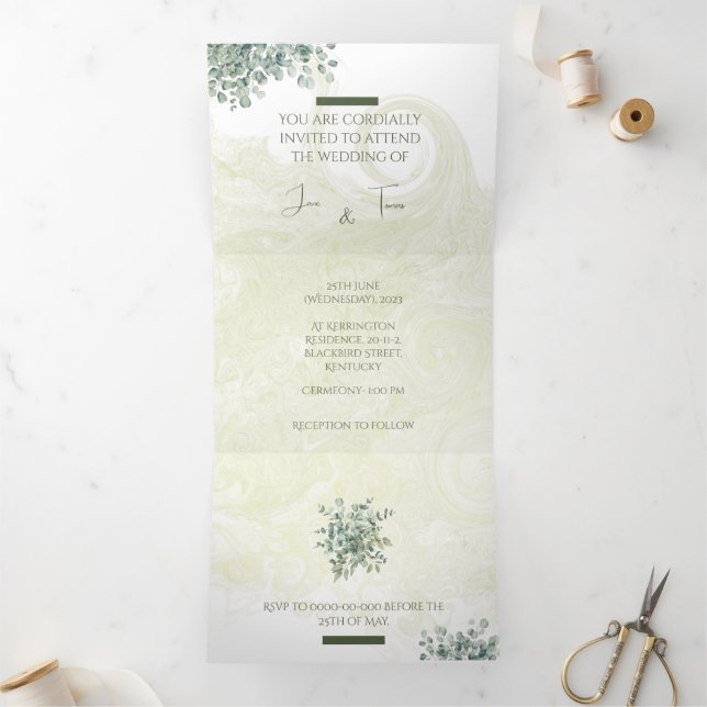 Tríptica Invitación a la boda por triplicidad de letras de  (Interior)