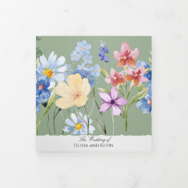 Tríptica Invitación a la boda triplemente de flor silvestre
