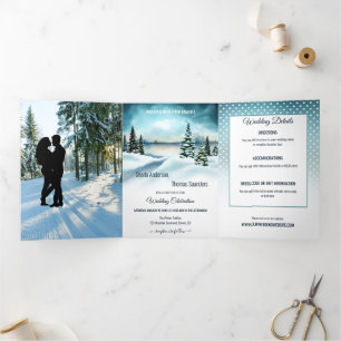 Tríptica Invitación a la foto de Boda Winter Wonderland