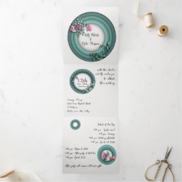 Tríptica Invitación a matrimonio de matrimonio de doble cas