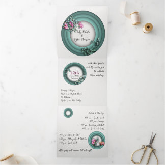 Tríptica Invitación a matrimonio de matrimonio de doble cas