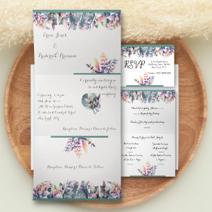Tríptica Invitación a matrimonio de matrimonio de doble cas