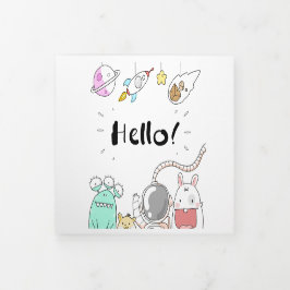 Tríptica Invitación al cumpleaños de Space Adventure - Tarj