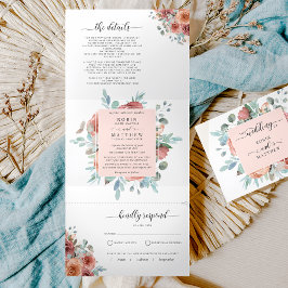 Tríptica Invitación con RSVP Ethereal Rubor Peach Boda