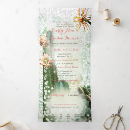 Tríptica Invitación de boda de cactus suculento todo en uno