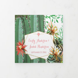 Tríptica Invitación de boda de cactus suculento todo en uno
