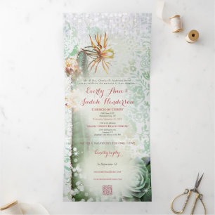 Tríptica Invitación de boda de cactus suculento todo en uno