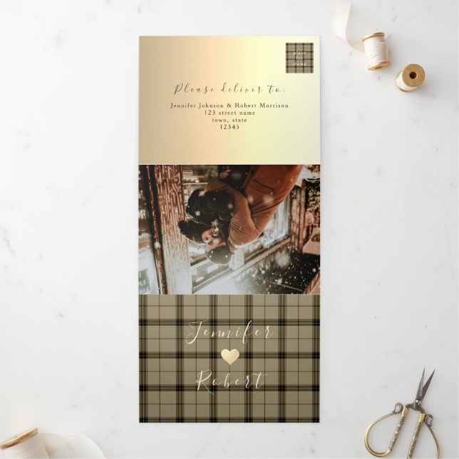 Tríptica Invitación de boda de invierno de triple plegado d (Exterior)
