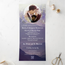 Invitación de Boda de Montaña Púrpura Tri-Fold