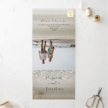 Invitación de boda de playa triptico