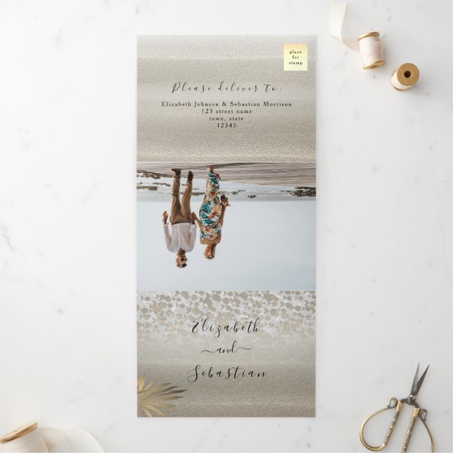 Tríptica Invitación de boda de playa triptico (Exterior)