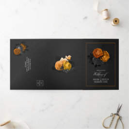 Tríptica Invitación de boda floral vintage de Halloween Tri