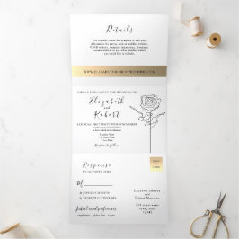 Tríptica Invitación de boda simple y elegante de tres solap