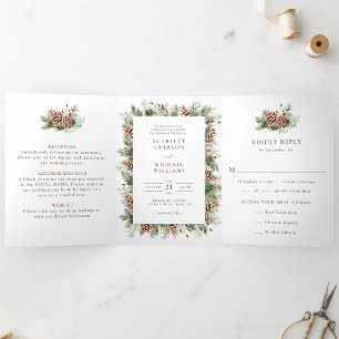 Tríptica Invitación de boda trifold de invierno