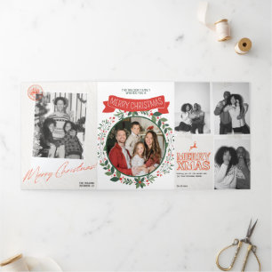Tríptica Invitación de Navidad de triple hoja plegable