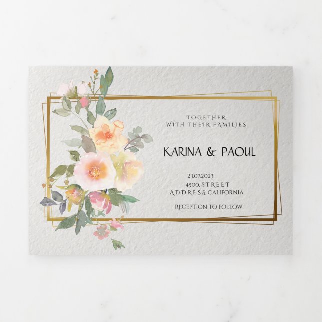 Tríptica Invitación de plegado de letras triples (Foto de portada)