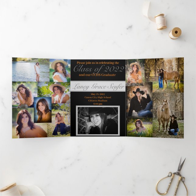 Tríptica Invitación de plegado de letras triples (Interior)