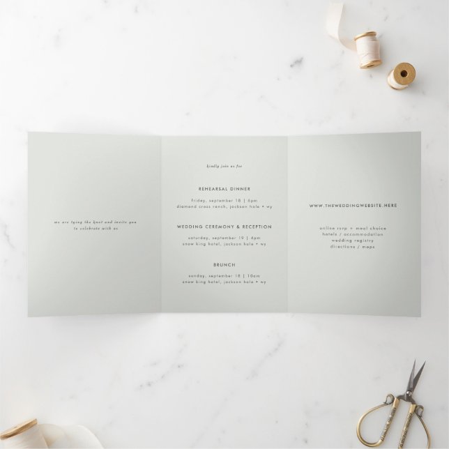 Tríptica Invitación Mínima De Boda De Múltiples Eventos De  (Interior)
