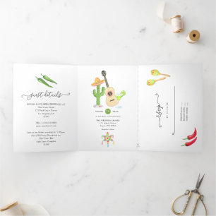 Tríptica Invitación Tri-Fold de Fiesta Mexicana Taco 'bout 