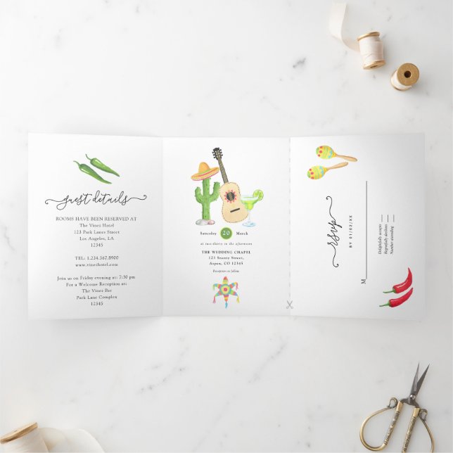 Tríptica Invitación Tri-Fold de Fiesta Mexicana Taco 'bout  (Interior)