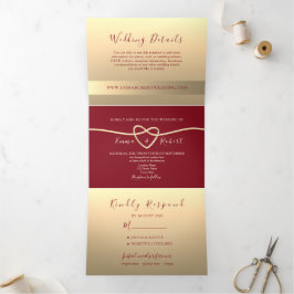 Tríptica Invitación Tri-Fold moderna de Borgoña