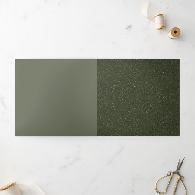 Tríptica Invitación Tripartita Divisible Verde Musgo – Pers (Exterior)