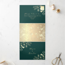 Invitación triple plegable de boda esmeralda 3 en 