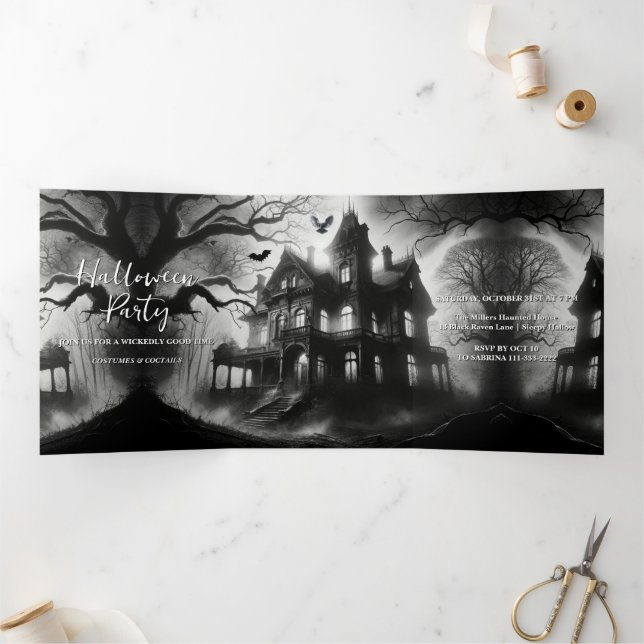 Tríptica La macabra invitación a la fiesta de Halloween en  (Interior)