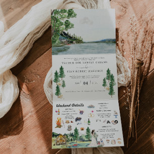 Tríptica Lakeside Campground Resort Invitación de Boda Il