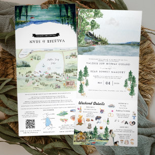 Tríptica Lakeside Campground Resort Invitación de Boda Il