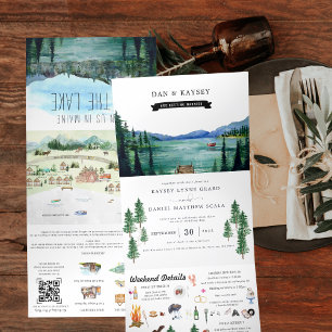 Tríptica Lakeside Campground Resort   Invitación de Boda Il