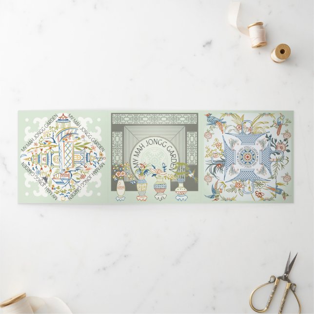 Tríptica Mi tarjeta triple Mah Jongg Garden (Exterior)