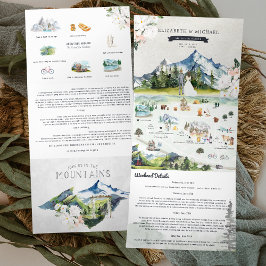 Tríptica Montañas Rocosas Canadienses | Invitación de Boda 
