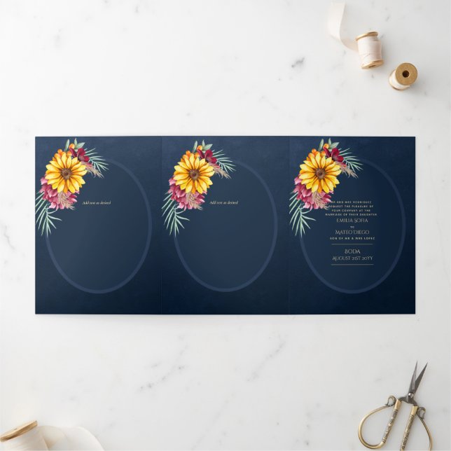 Tríptica Nuestra Boda 6 páginas Invitación a la boda de gir (Exterior)