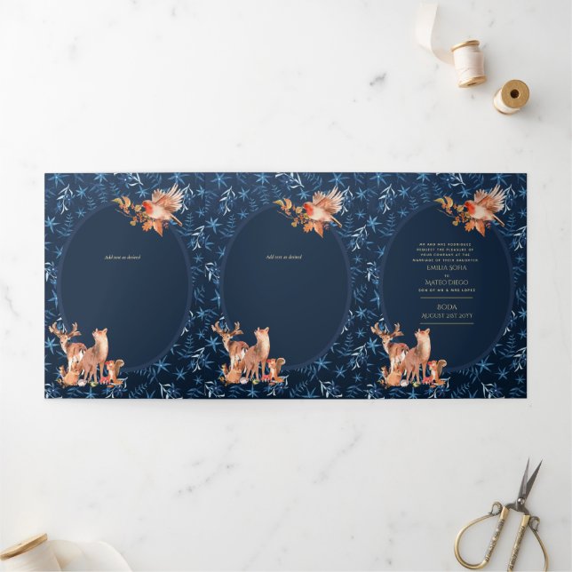 Tríptica Nuestra Boda 6 páginas Invitación a la boda españo (Exterior)